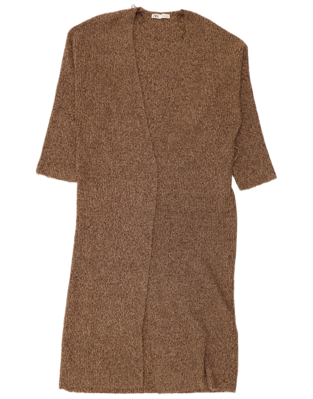 Zara Womens Longline Oversized Cardigan Sweater UK 10 Small Brown Flecked