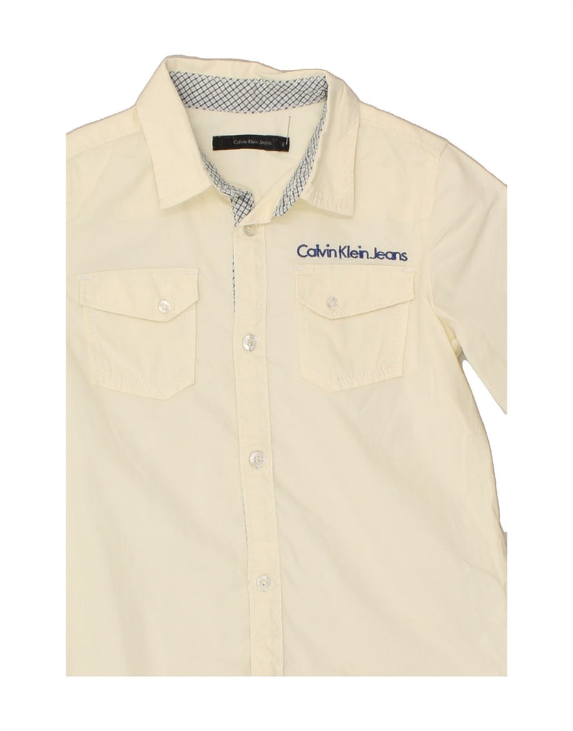 CALVIN KLEIN Boys Shirt 7-8 Years Beige Cotton | Vintage Calvin Klein | Thrift | Second-Hand Calvin Klein | Used Clothing | Messina Hembry 