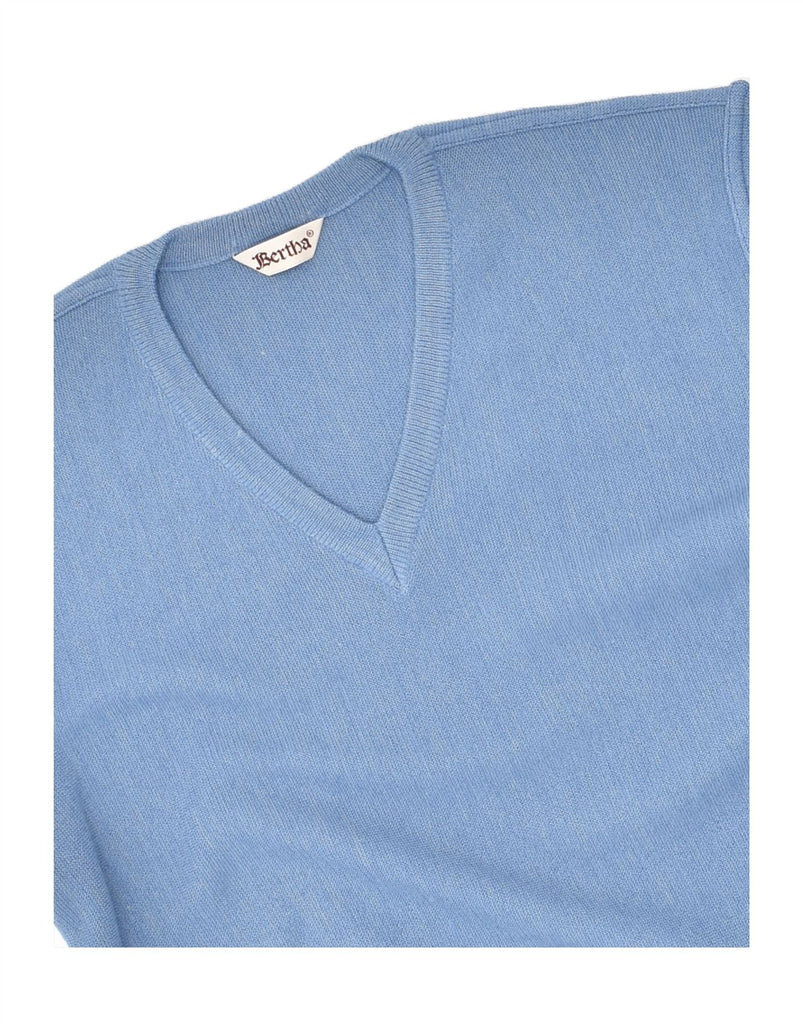 VINTAGE Mens V-Neck Jumper Sweater IT 50 Medium Blue Merino Wool | Vintage Vintage | Thrift | Second-Hand Vintage | Used Clothing | Messina Hembry 