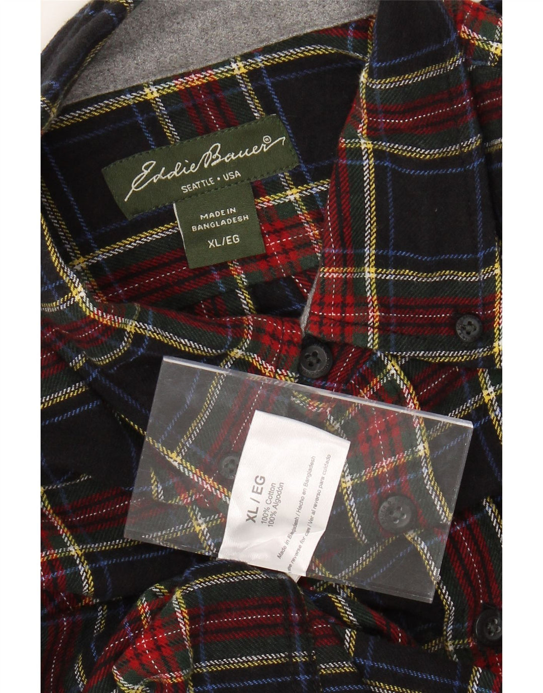 EDDIE BAUER Mens Flannel Shirt XL Multicoloured Check Cotton