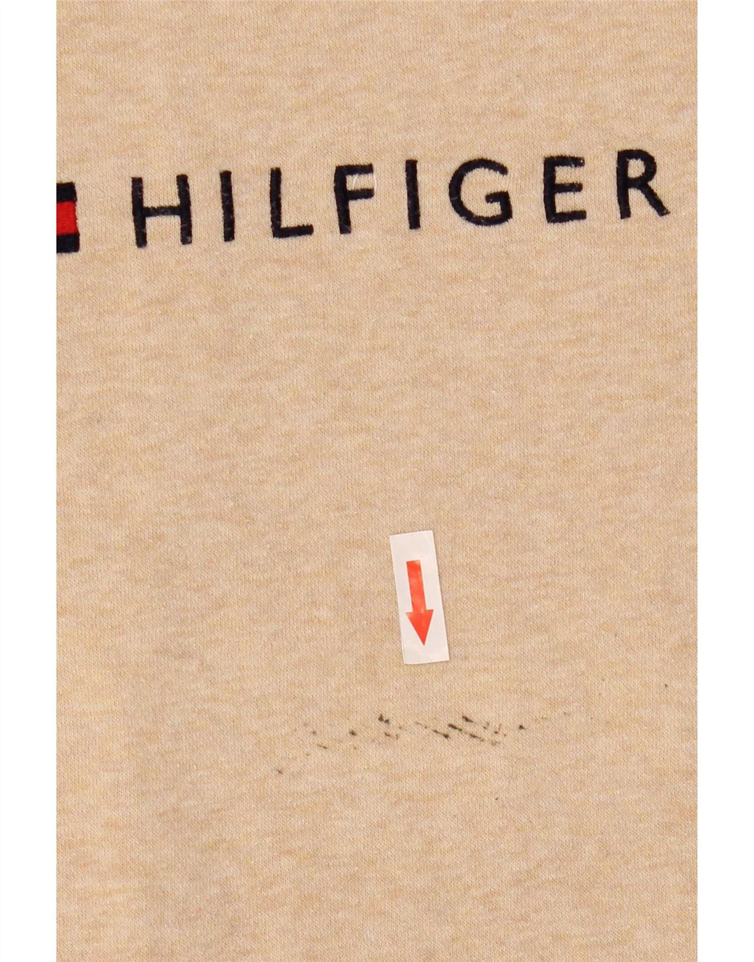 Tommy Hilfiger Womens Graphic Sweatshirt Jumper UK 14 Medium Beige Cotton