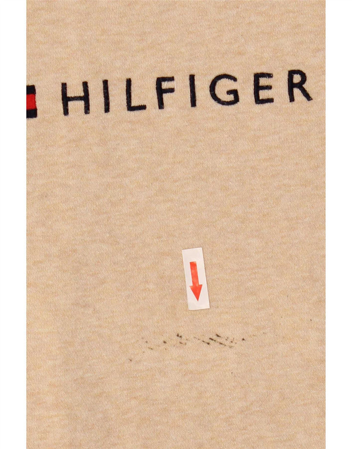 Tommy Hilfiger Womens Graphic Sweatshirt Jumper UK 14 Medium Beige Cotton