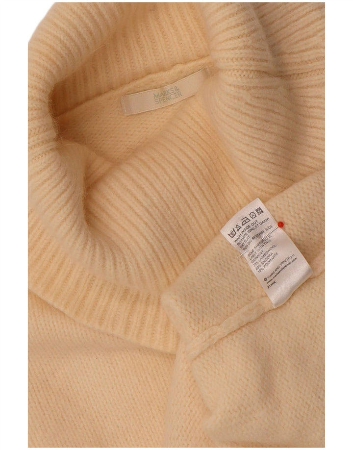 Marks & Spencer Womens Roll Neck Jumper Sweater UK 12 Medium Beige Floral