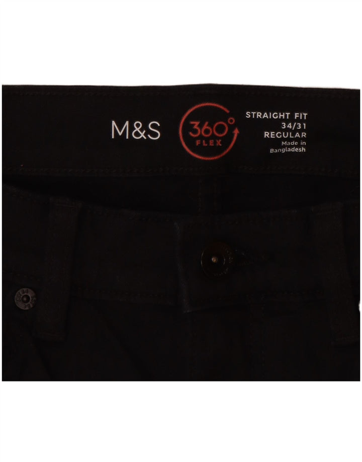 Marks & Spencer Mens Regular Straight Jeans W34 L31 Black Cotton
