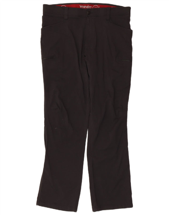 WRANGLER Mens Straight Cargo Trousers W36 L32 Black Nylon