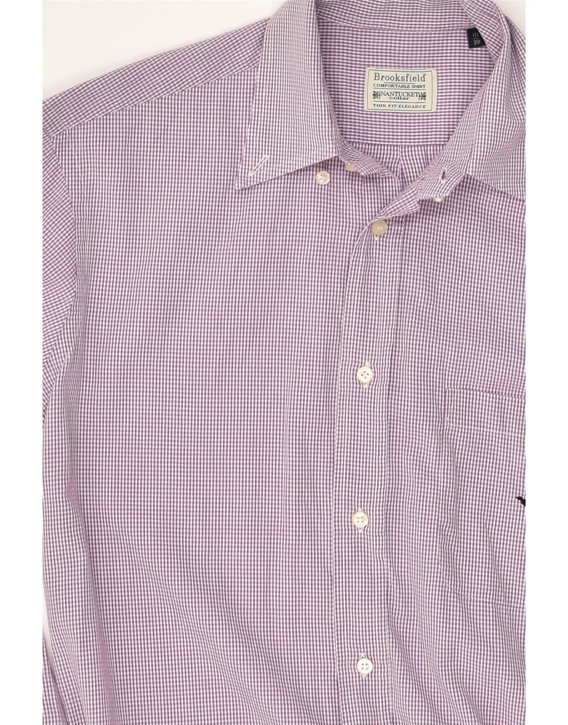 BROOKSFIELD Mens Shirt Size 39 Medium Purple Check | Vintage Brooksfield | Thrift | Second-Hand Brooksfield | Used Clothing | Messina Hembry 