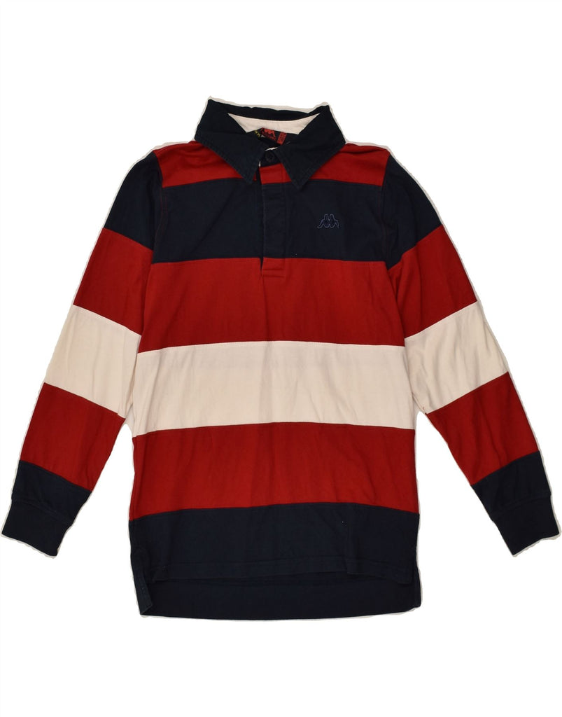 KAPPA Boys Long Sleeve Polo Shirt 9-10 Years Large Red Striped Cotton | Vintage Kappa | Thrift | Second-Hand Kappa | Used Clothing | Messina Hembry 