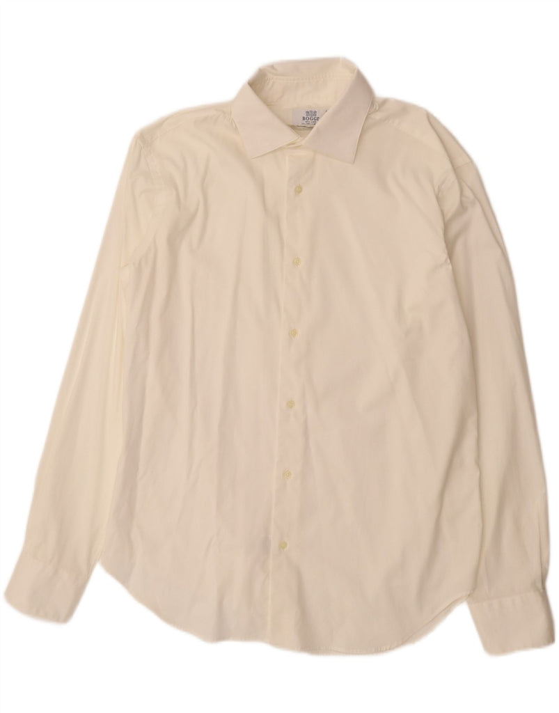 BOGGI MILANO Mens Custom Fit Shirt Size 16 1/2 42 Large Off White Cotton Vintage Boggi Milano and Second-Hand Boggi Milano from Messina Hembry 