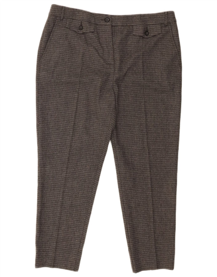 Max & Co. Womens Slim Cropped Trousers UK 14 Large W34 L24 Grey Check