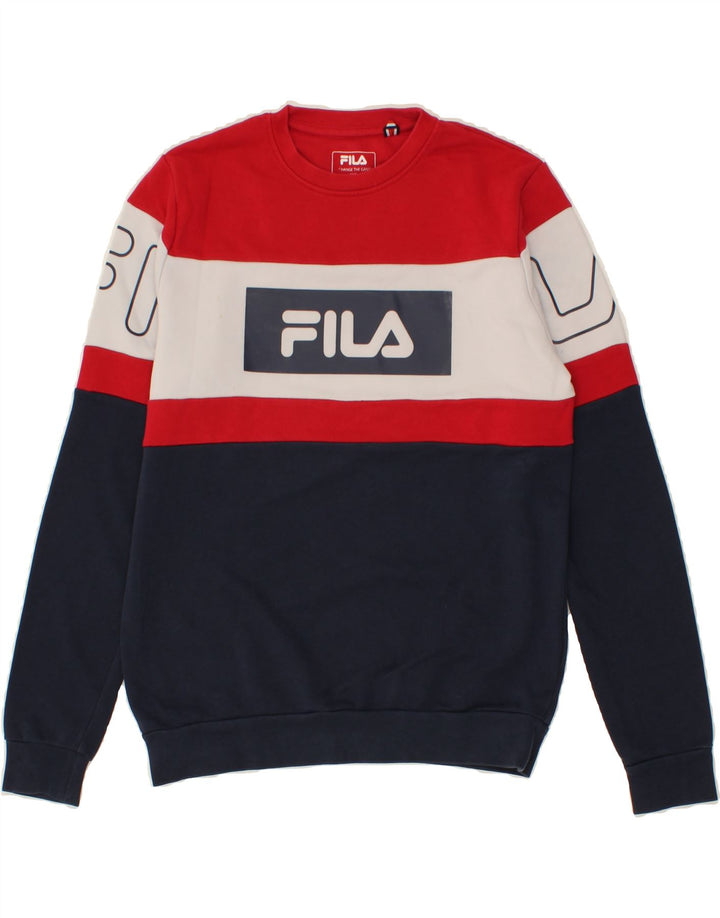 FILA Mens Graphic Sweatshirt Jumper XS Multicoloured Colourblock Vintage Fila and Second-Hand Fila from Messina Hembry 