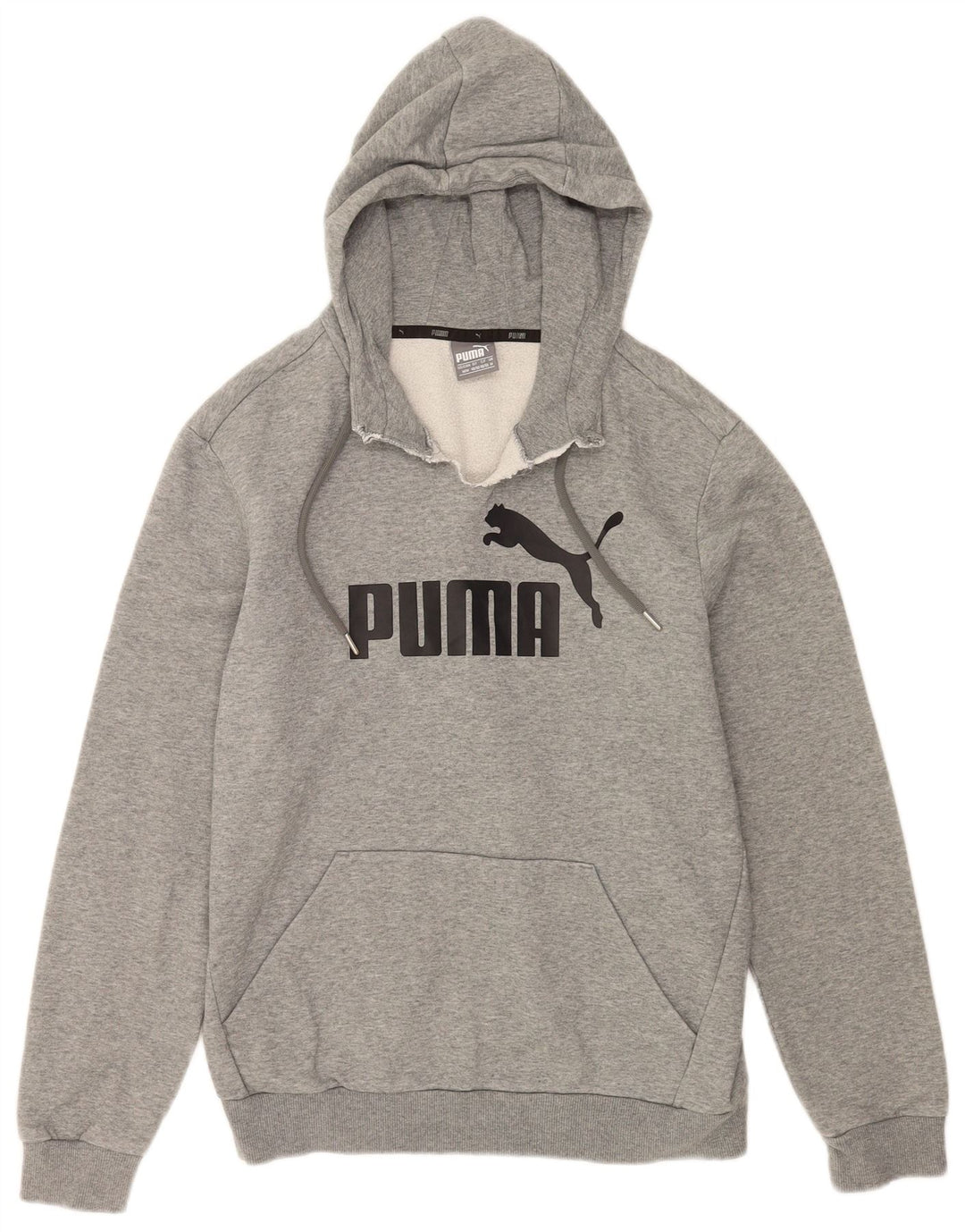 Puma Mens Graphic Hoodie Jumper Medium Grey Flecked Cotton