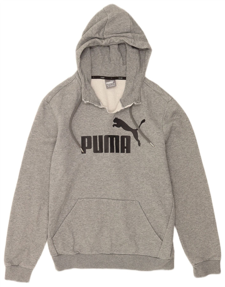 Puma Mens Graphic Hoodie Jumper Medium Grey Flecked Cotton