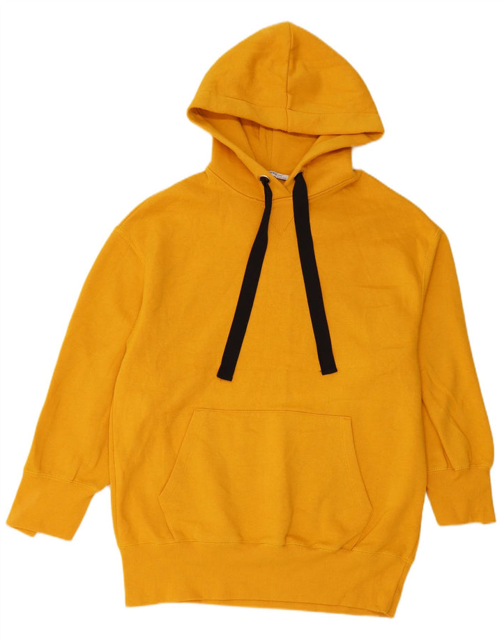 Zara Womens Oversized Hoodie Jumper UK 10 Small Yellow Polyester