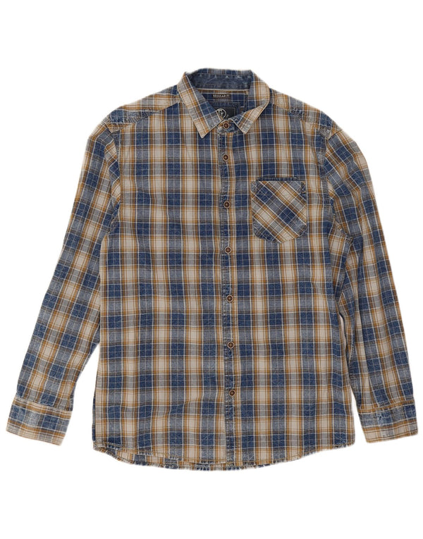 Tom Tompson Mens Regular Fit Shirt Medium Navy Blue Check Cotton