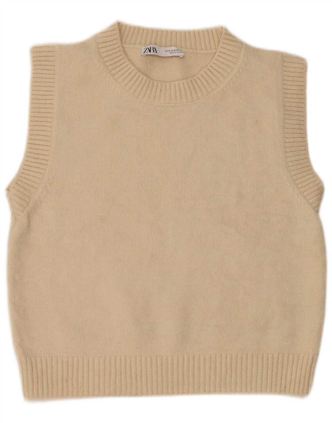 Zara Womens Vest Tank Top UK 14 Medium White Acrylic
