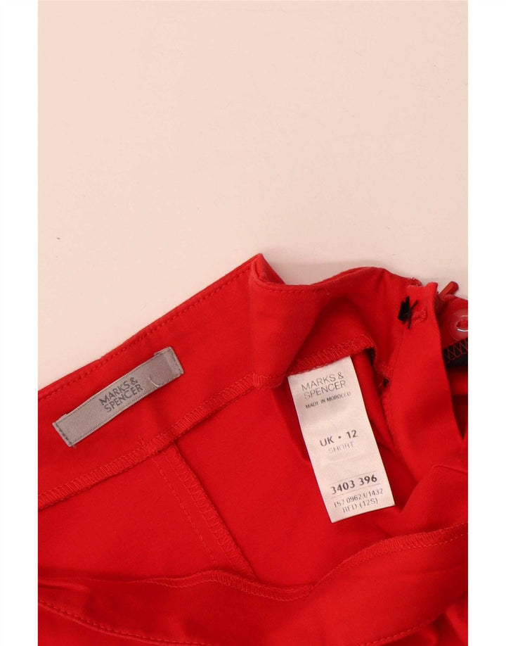Marks & Spencer Womens Cropped Trousers UK 12 Medium W30 L24 Red Cotton