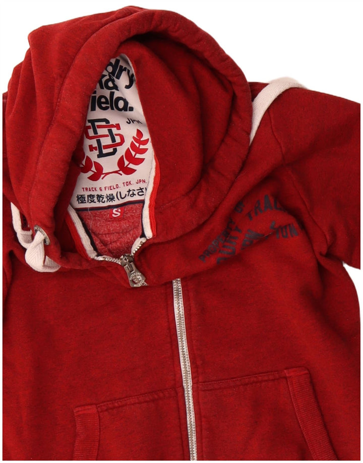 Superdry Mens Graphic Zip Hoodie Sweater Small Red Cotton