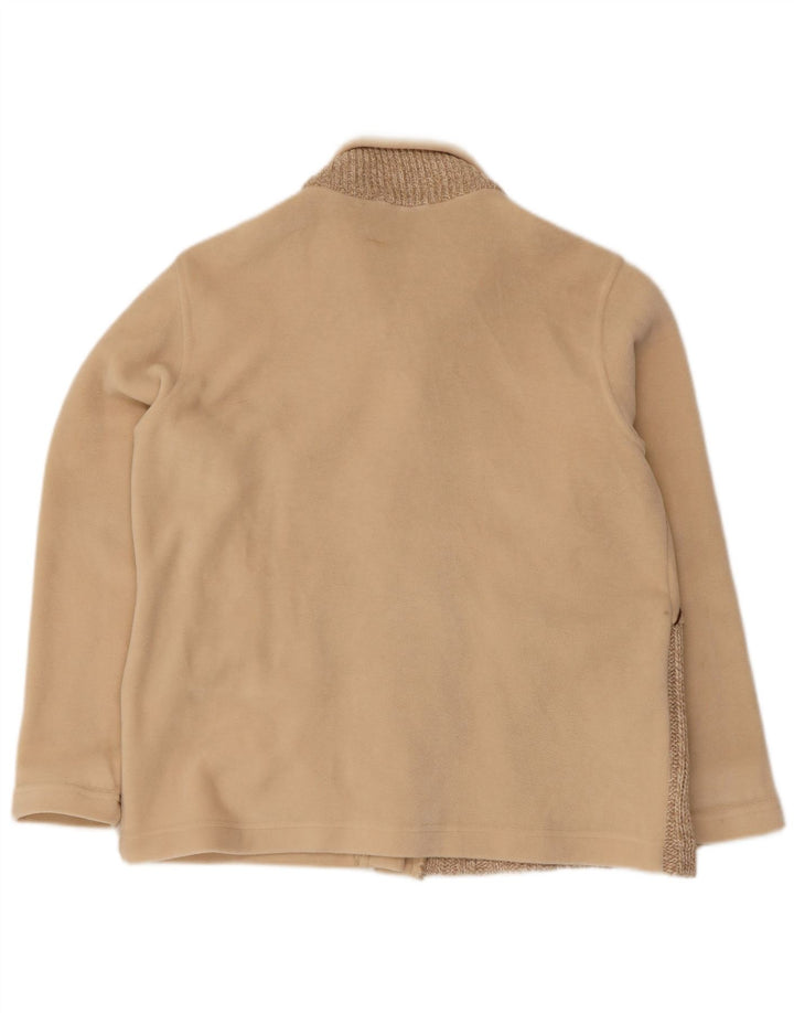 Vintage Womens Oversized Fleece Jacket UK 10 Small Beige Colourblock