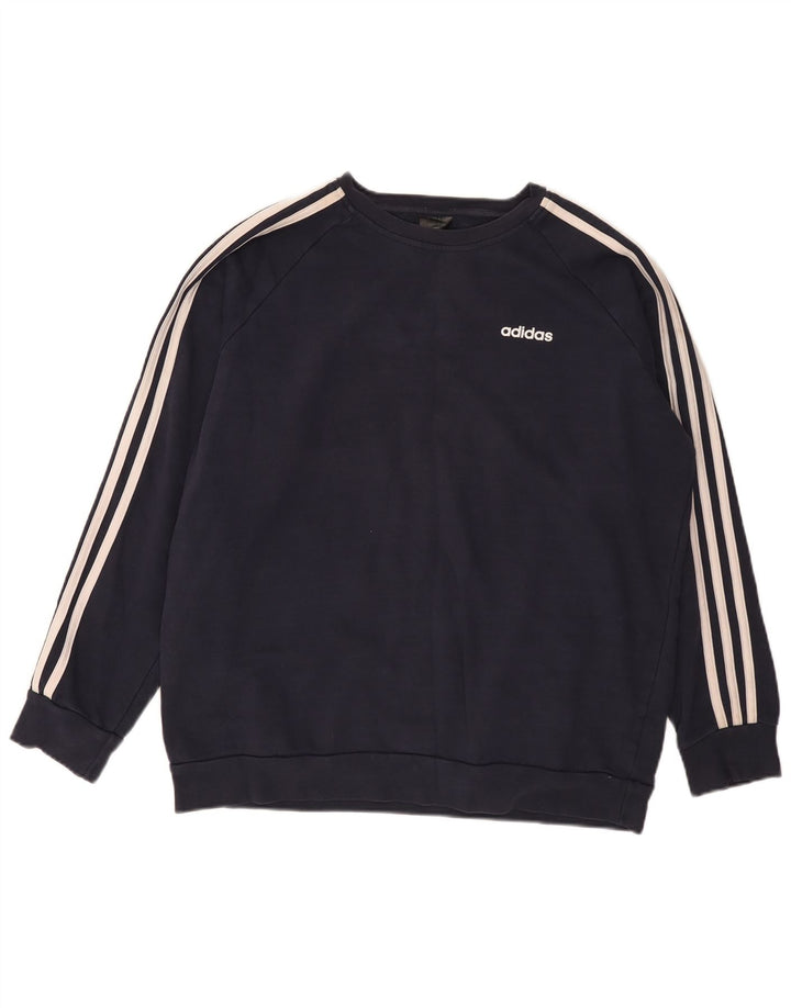 Adidas Womens Oversized Sweatshirt Jumper UK 12/14 Medium Navy Blue Cotton