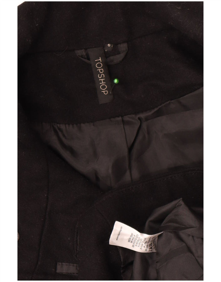 Topshop Womens Oversized Pea Coat UK 6 XS Black Polyester