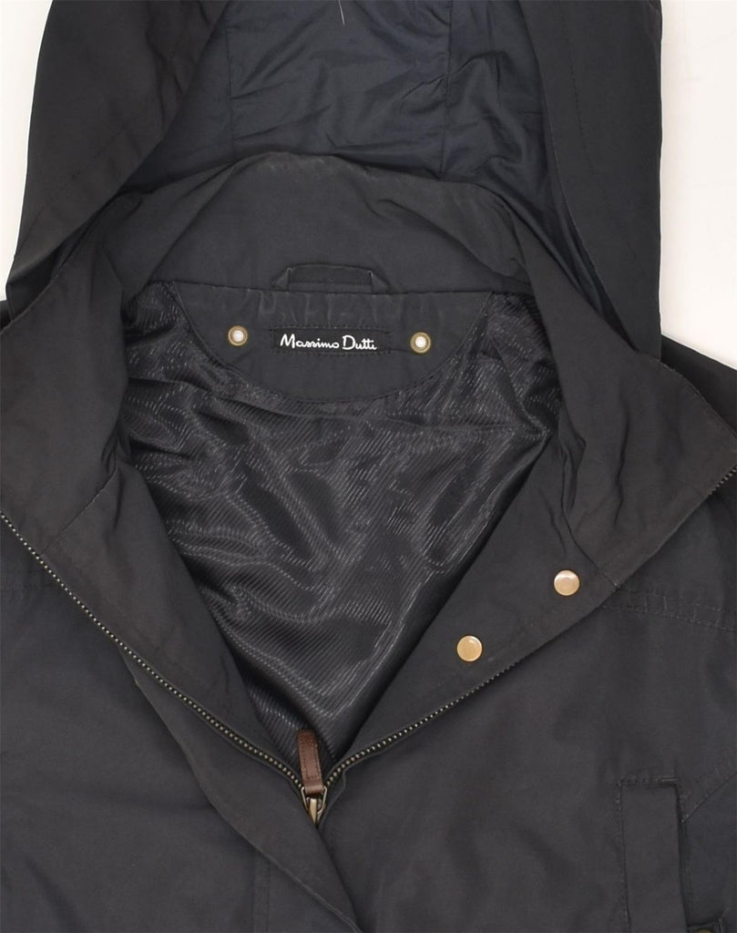 MASSIMO DUTTI Womens Hooded Windbreaker Jacket UK 14 Large Black Polyester | Vintage Massimo Dutti | Thrift | Second-Hand Massimo Dutti | Used Clothing | Messina Hembry 