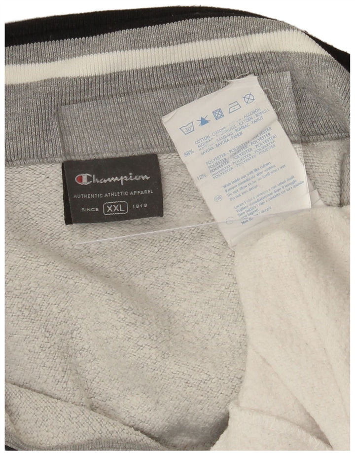 CHAMPION Mens Tracksuit Top Jacket 2XL Grey Colourblock Cotton