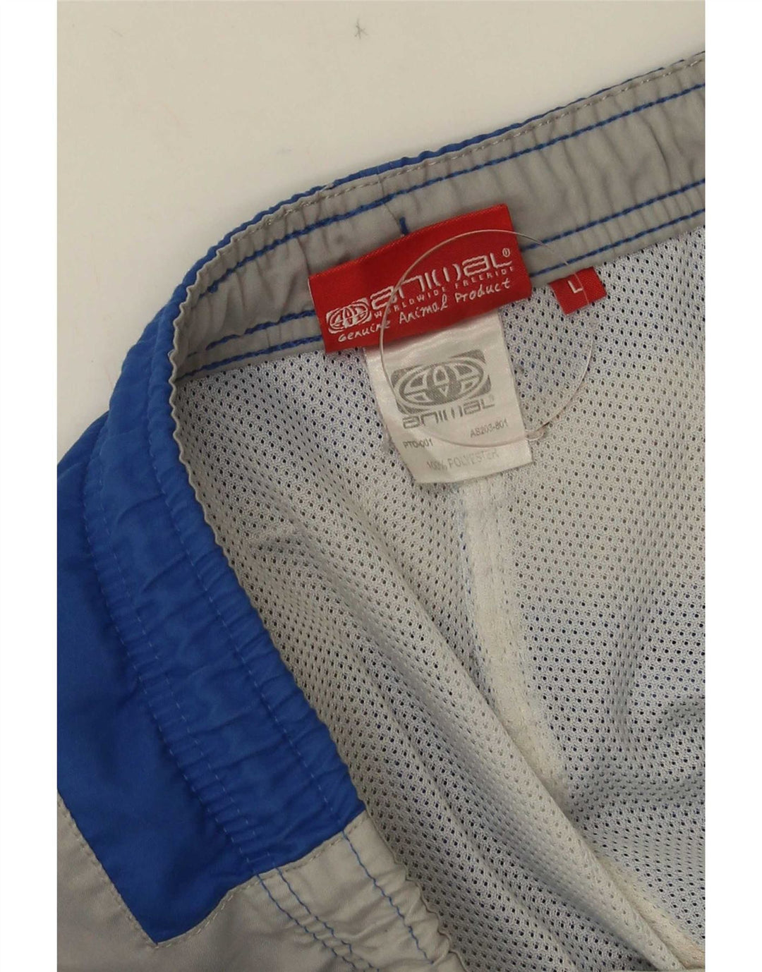 Animal Mens Graphic Swimming Shorts Large  Blue Colourblock Polyester
