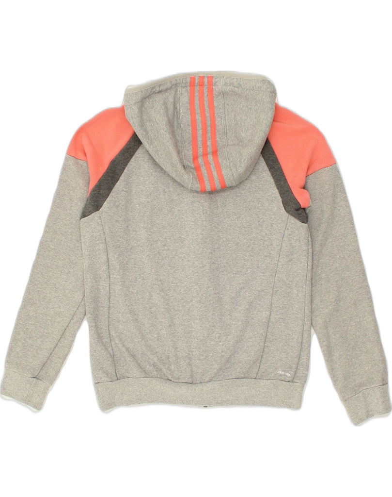 ADIDAS Womens Zip Hoodie Sweater UK 12-14 Medium Grey Colourblock Cotton | Vintage Adidas | Thrift | Second-Hand Adidas | Used Clothing | Messina Hembry 