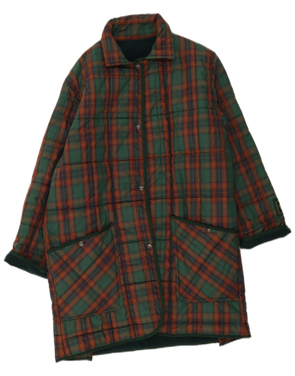 Vintage Womens Padded Coat UK 18 XL Green Plaid