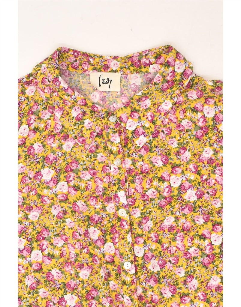 VINTAGE Womens Shirt Blouse UK 14 Large Yellow Floral | Vintage Vintage | Thrift | Second-Hand Vintage | Used Clothing | Messina Hembry 