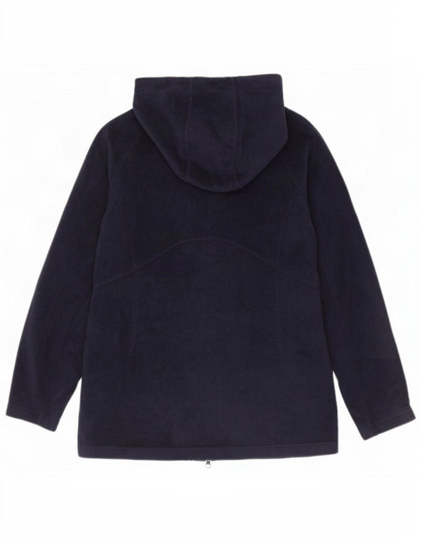 Columbia Womens Hooded Fleece Jacket UK 14 Medium Navy Blue Polyester