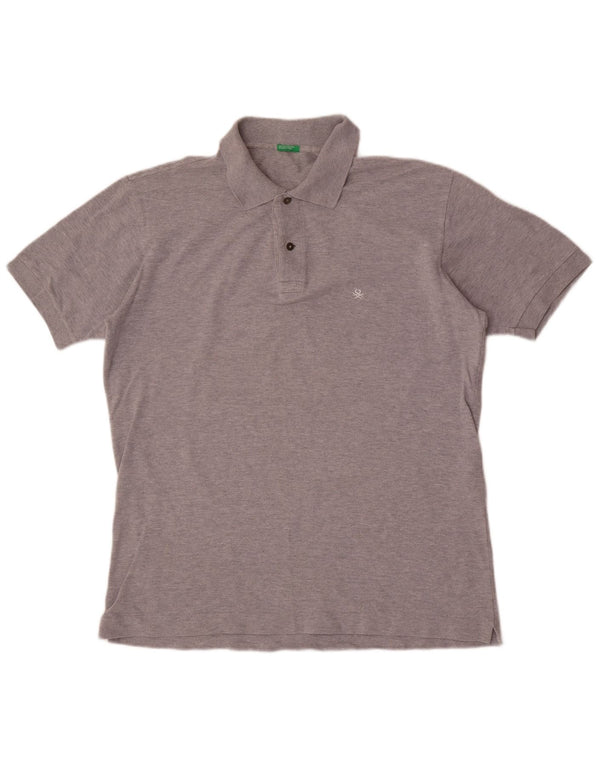 Benetton Mens Polo Shirt Large Grey Flecked