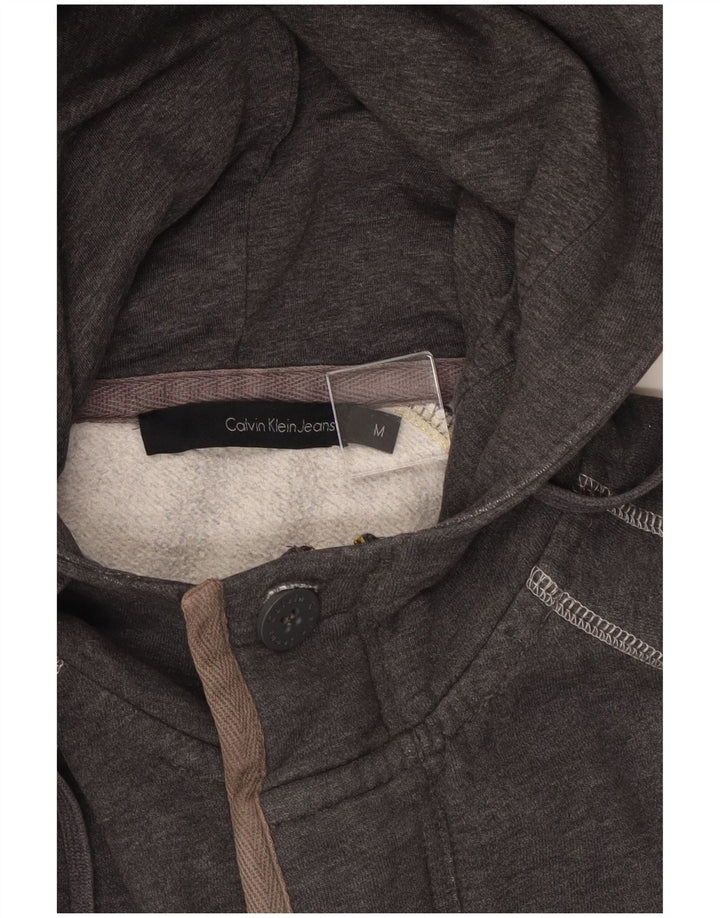 Calvin Klein Jeans Womens Zip Hoodie Sweater UK 12 Medium Grey