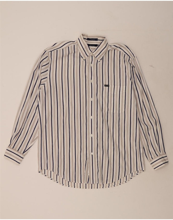 FACONNABLE Mens Shirt Medium White Striped Cotton Vintage Faconnable and Second-Hand Faconnable from Messina Hembry 