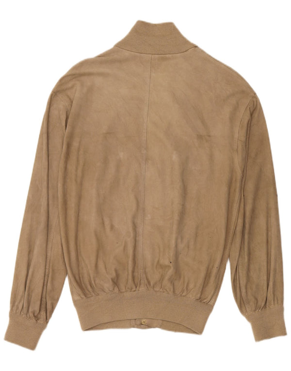 Vintage Mens Suede Bomber Jacket UK 38 Medium Beige