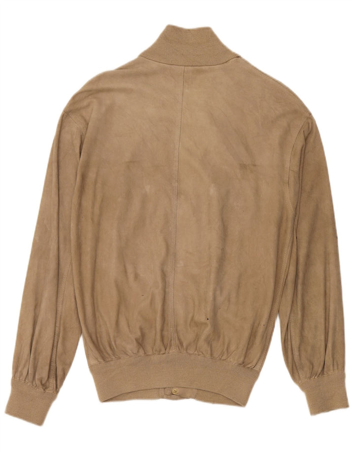 Vintage Mens Suede Bomber Jacket UK 38 Medium Beige