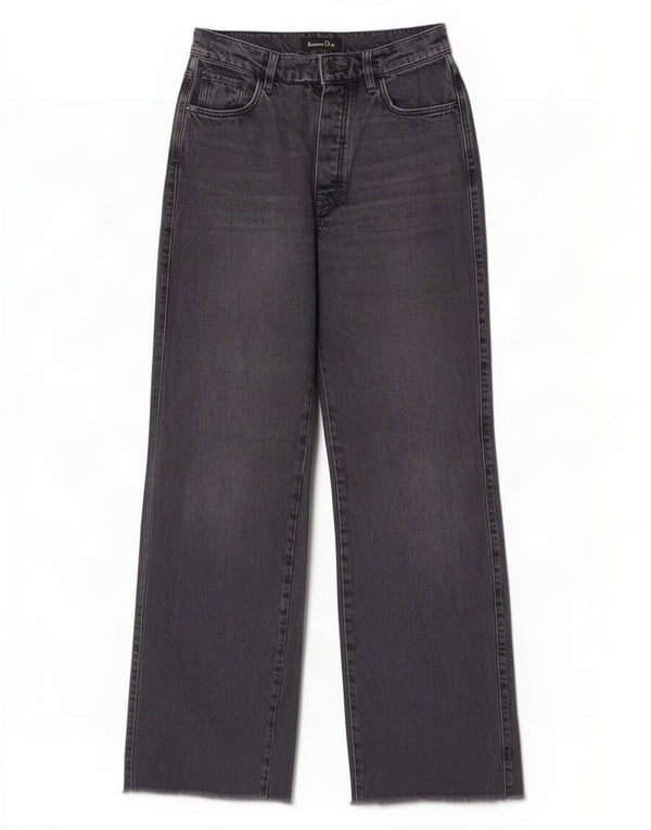 Massimo Dutti Womens High Waist Wide Leg Jeans EU 36 XS W26 L34 Grey