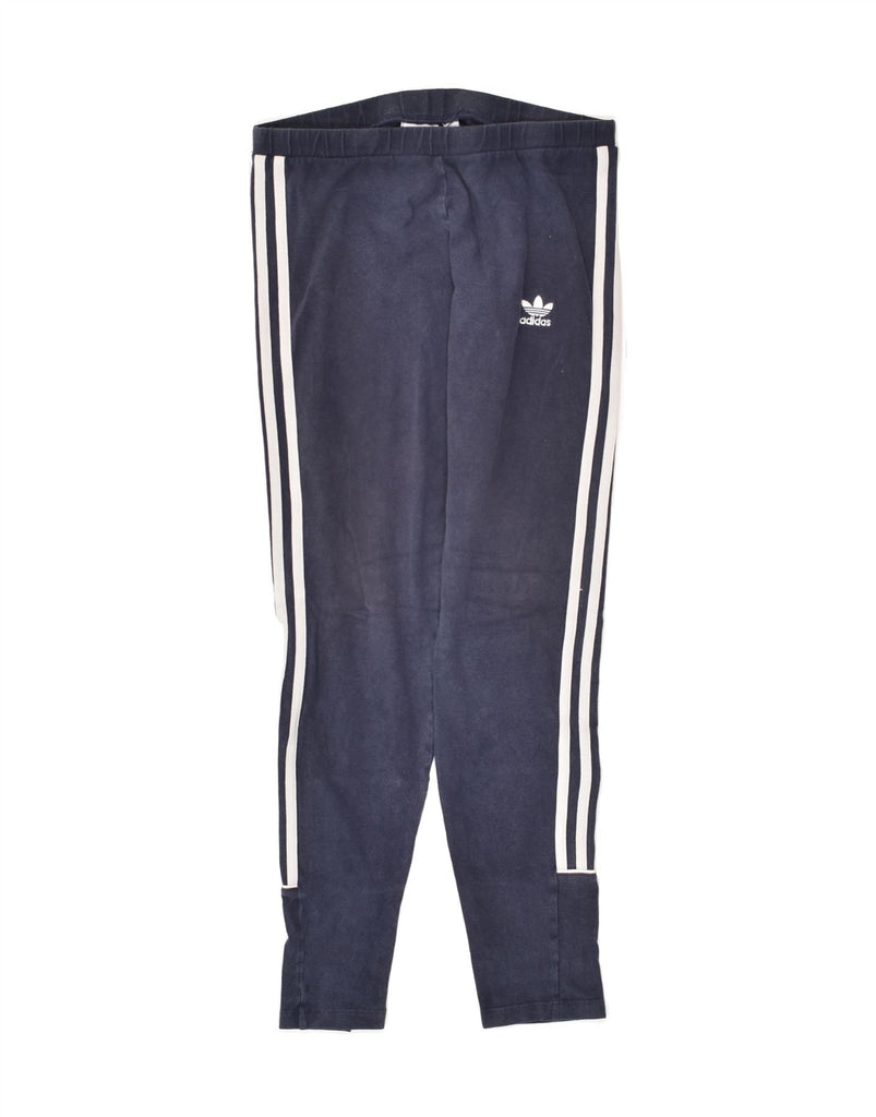 ADIDAS Womens Leggings UK 12 Medium  Navy Blue Cotton | Vintage Adidas | Thrift | Second-Hand Adidas | Used Clothing | Messina Hembry 