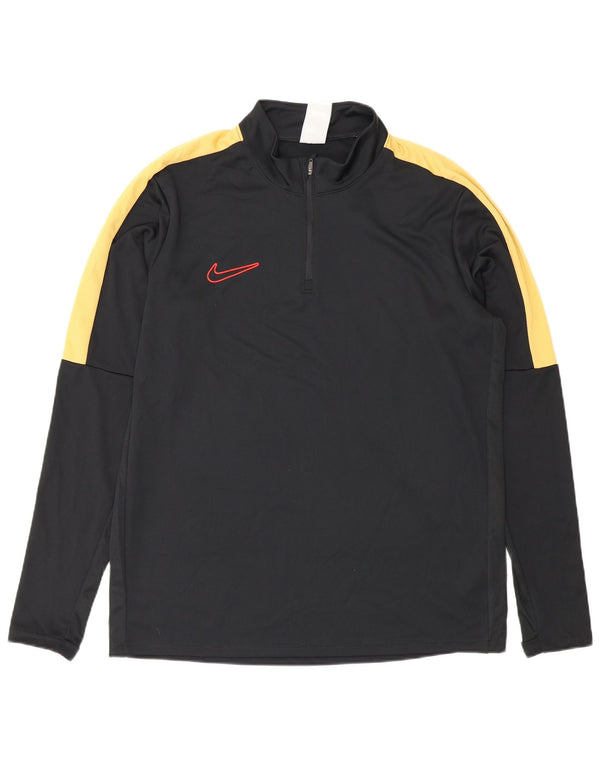 Nike Mens Dri Fit Zip Neck Pullover Tracksuit Top Large Black Colourblock