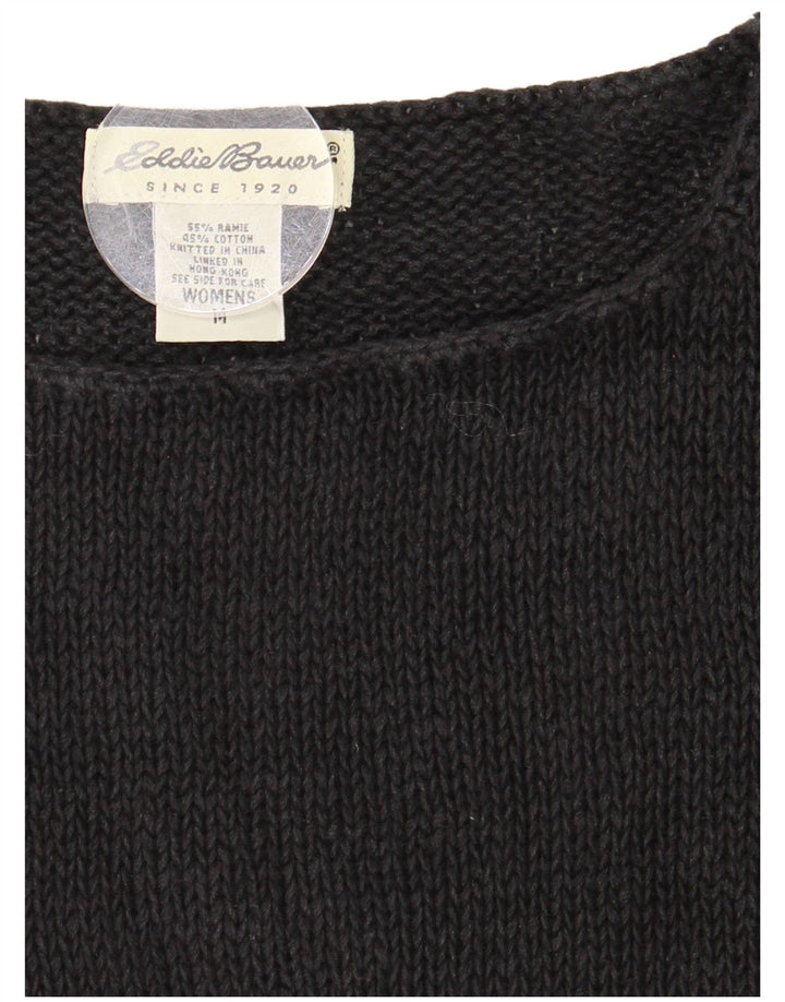 Eddie Bauer Womens Crop Boat Neck Jumper Sweater UK 12 Medium Black