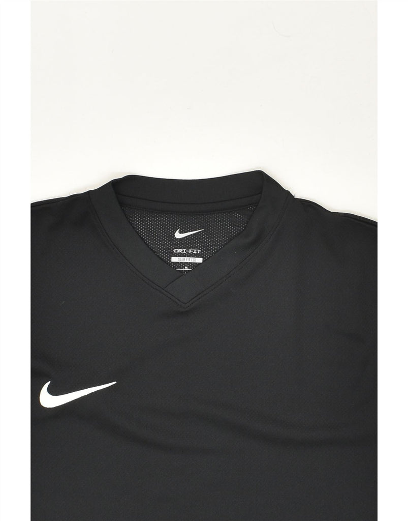 NIKE Mens Dri Fit Graphic T-Shirt Top Medium Black Colourblock Polyester | Vintage Nike | Thrift | Second-Hand Nike | Used Clothing | Messina Hembry 