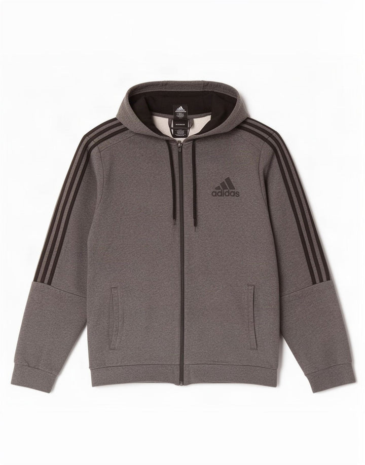 Adidas Mens Zip Hoodie Sweater Large Grey