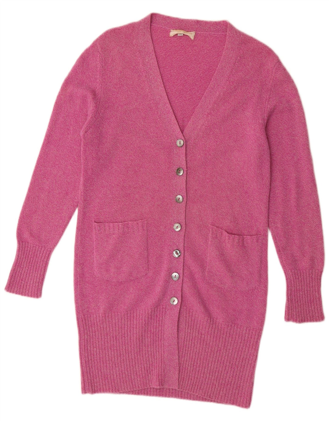 Andre Maurice Womens Longline Cardigan Sweater UK 14 Medium Pink Cashmere