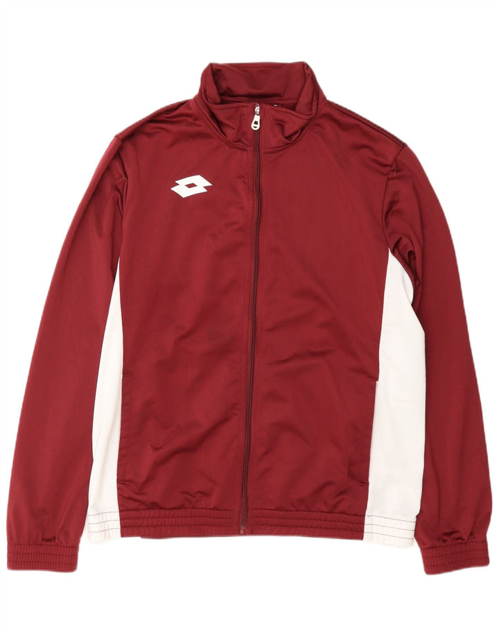 Lotto Mens Tracksuit Top Jacket Medium Burgundy Colourblock Polyester