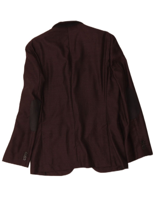 Hugo Boss Mens 2 Button Blazer Jacket EU 48 Medium Burgundy Wool