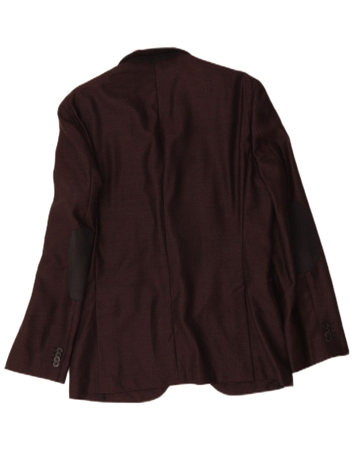 Hugo Boss Mens 2 Button Blazer Jacket EU 48 Medium Burgundy Wool