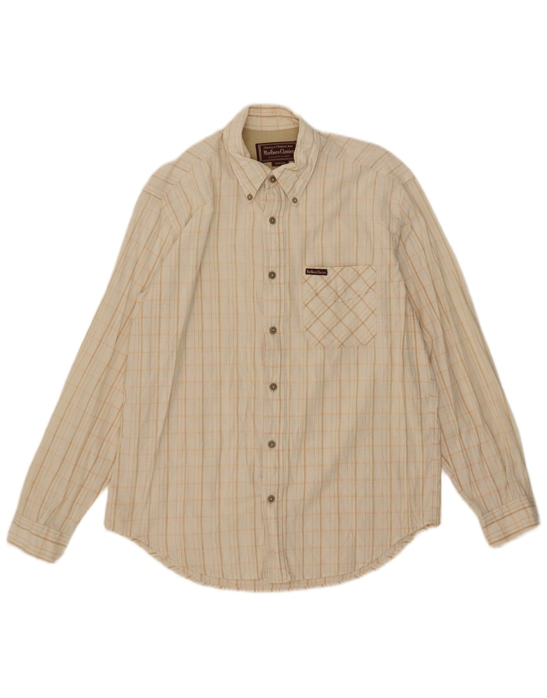 Marlboro Classics Mens Shirt Medium Beige Check
