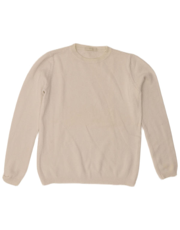Marks & Spencer Womens Crew Neck Jumper Sweater UK 10 Small White Cotton