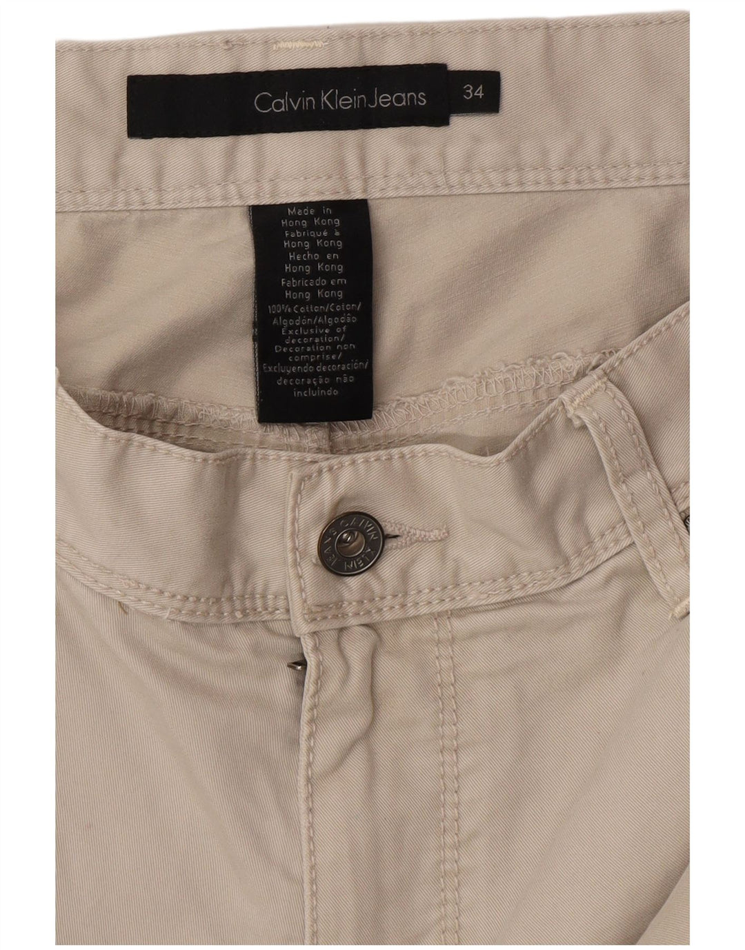 CALVIN KLEIN Mens Straight Cargo Trousers W34 L32 Grey Cotton