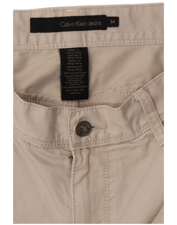 CALVIN KLEIN Mens Straight Cargo Trousers W34 L32 Grey Cotton